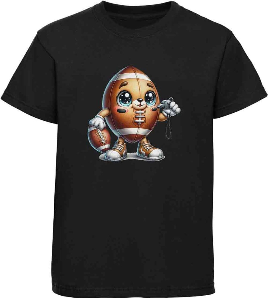 Bedrucktes Kinder T-Shirt Cartoon Football mit Augen, Armen und Beinen